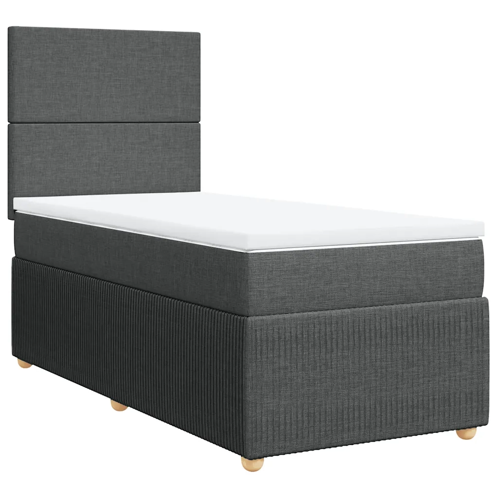 Giroletto a Molle con Materasso Grigio Scuro 90x190 cm Tessuto