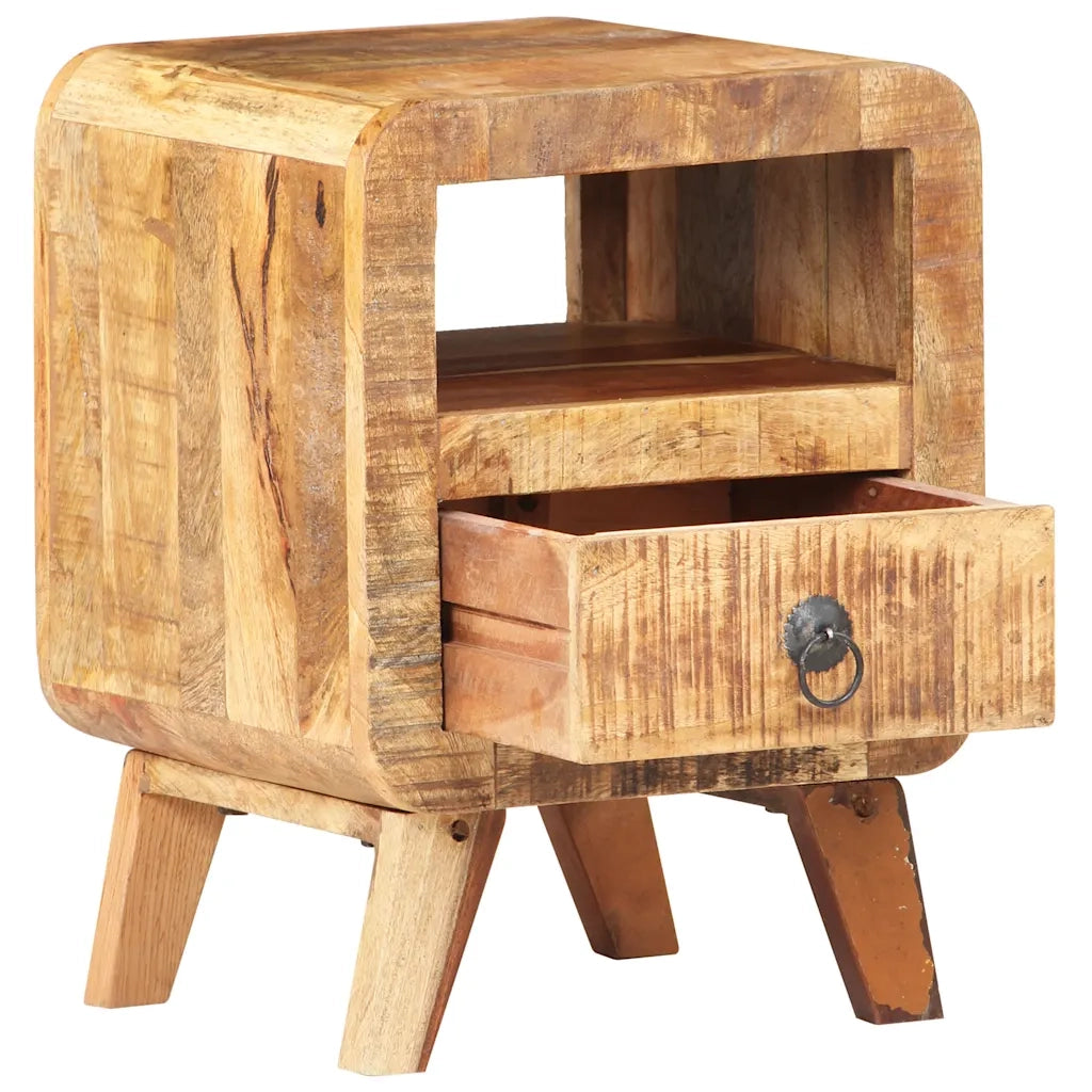 Comodino-Tavolino da notte 30x30x41 cm in Legno di Mango Grezzo