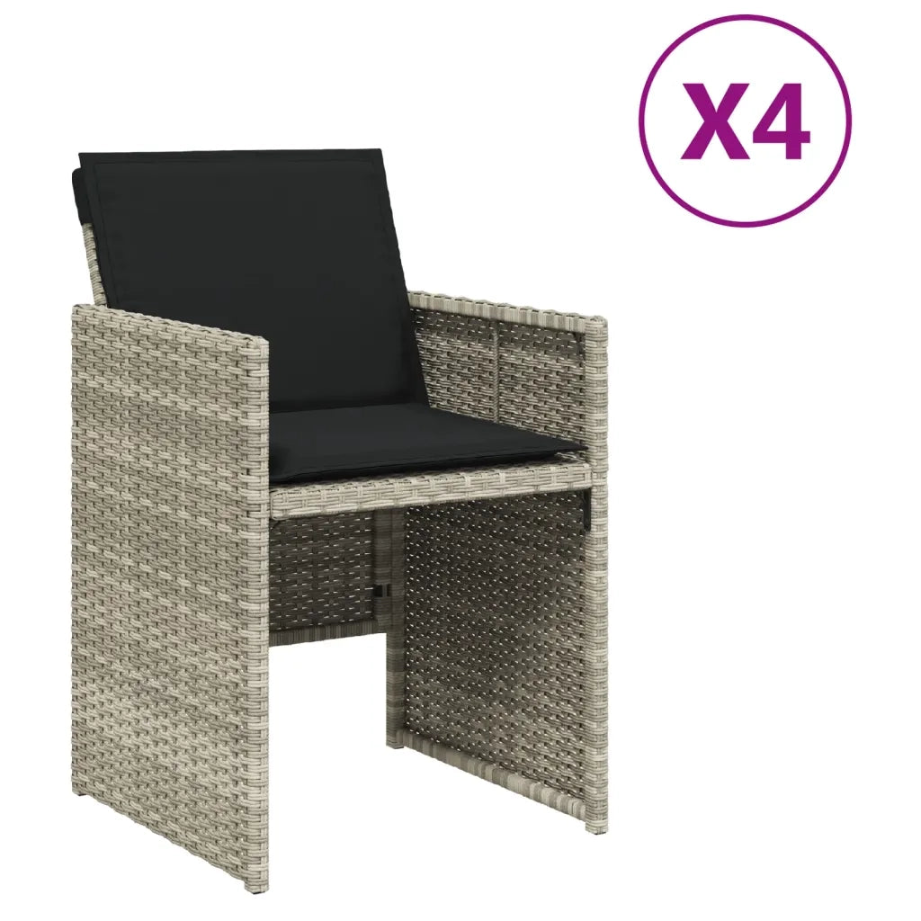 Sedie da Giardino con Cuscini 4 pz | Sedie da Esterno Grigio Chiaro in Polyrattan