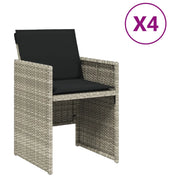 Sedie da Giardino con Cuscini 4 pz | Sedie da Esterno Grigio Chiaro in Polyrattan