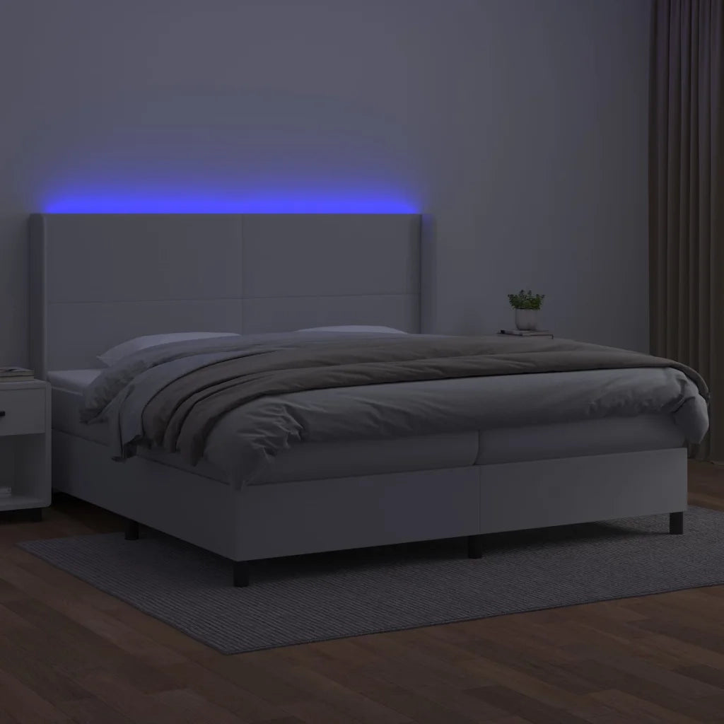 Giroletto Molle con Materasso e LED Bianco 200x200cm Similpelle cod mxl 40302