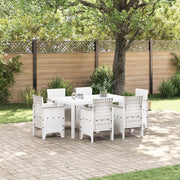 Set da Pranzo da Giardino 7 Pezzi con Cuscini Bianco Rattan Sintetico