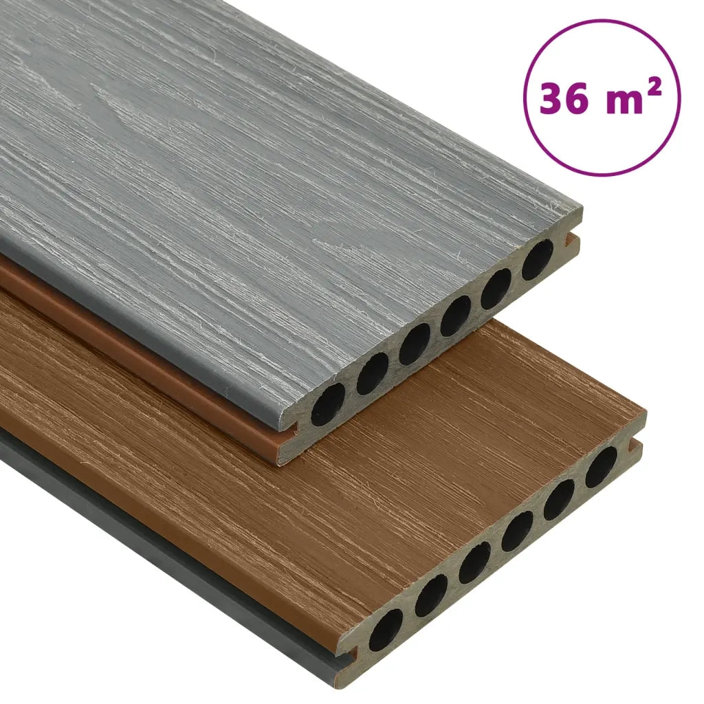 Listoni Decking WPC con Accessori Marroni e Grigi 36 mÂ² 2,2 m