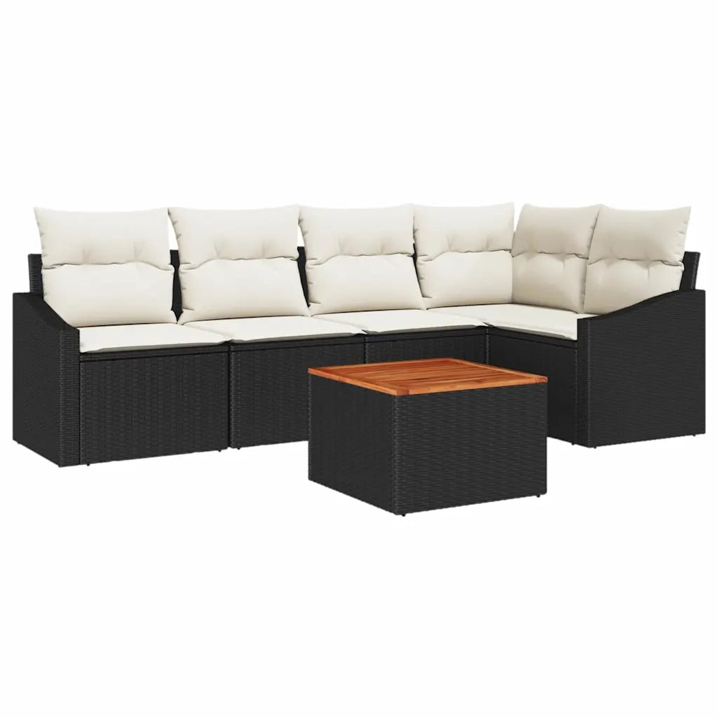 Set Divano da Giardino con cuscino 6 pcs Nero polyrattan 3347831