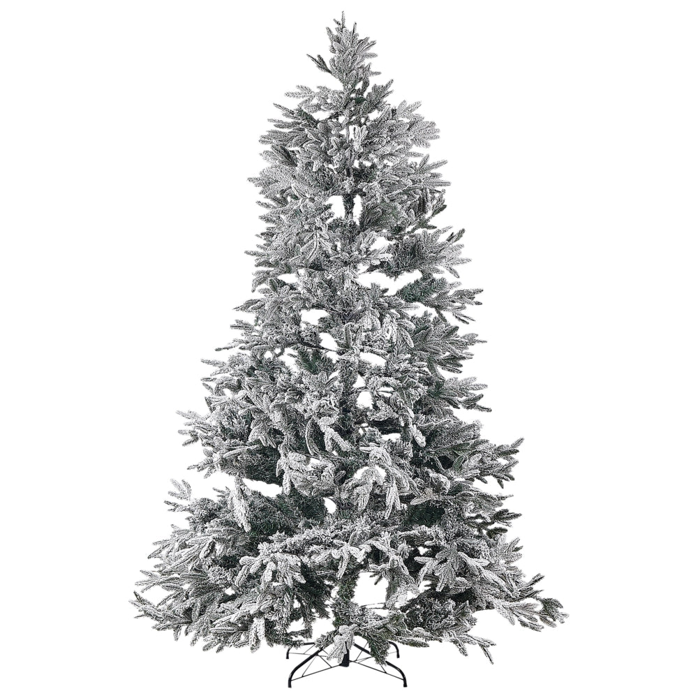 Albero di Natale Artificiale Bianco con rami Innevati Base Metallo PVC 210 cm stile moderno scandinavo