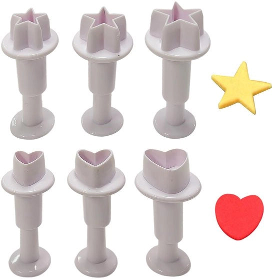 Hart a forma di cuore e 3 stelle a forma di stella a 5 punte, forme per torte in plastica, stampi per fondant, forme per biscotti