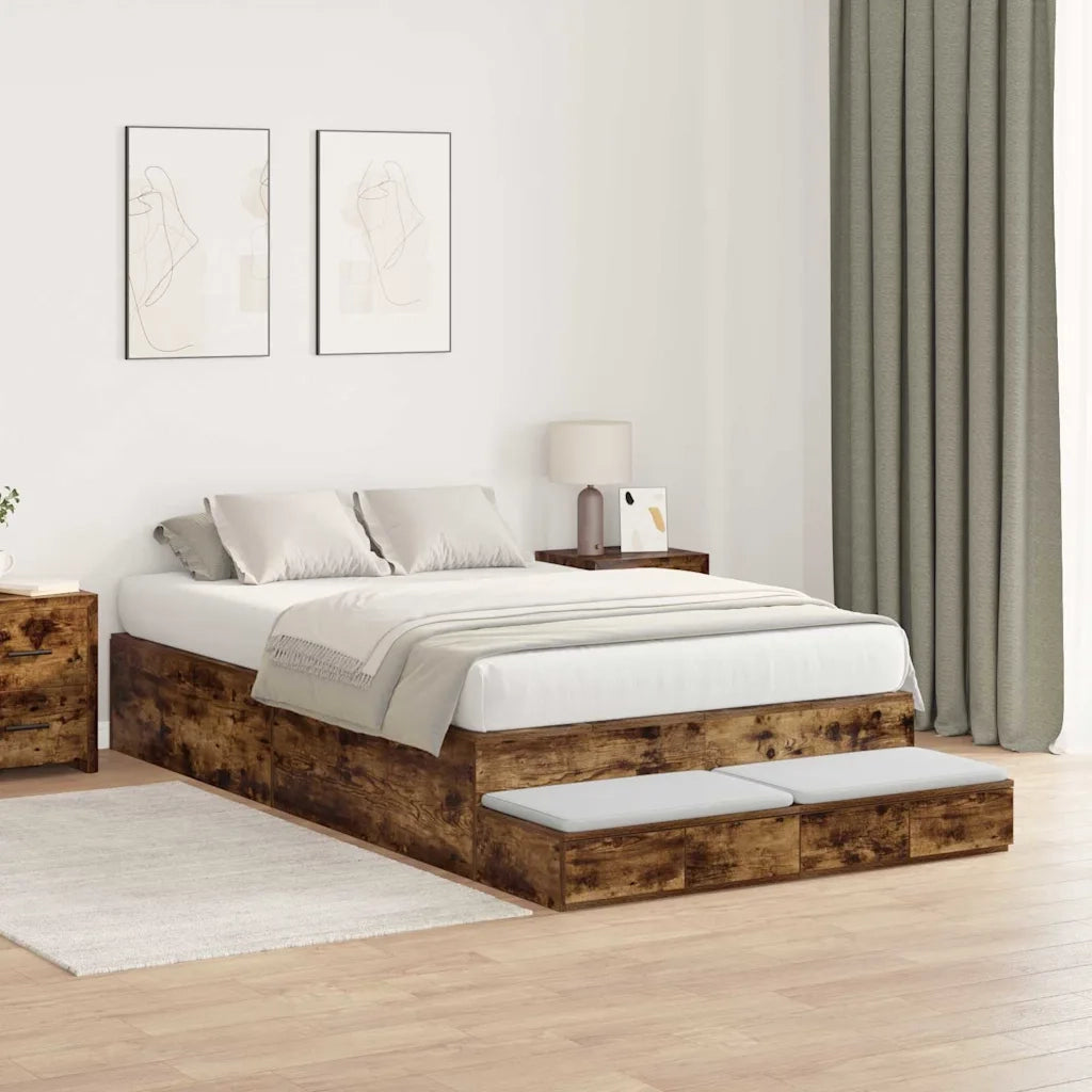 Struttura letto con contenitore con cassetto Rovere fumé 120 cm 3335633