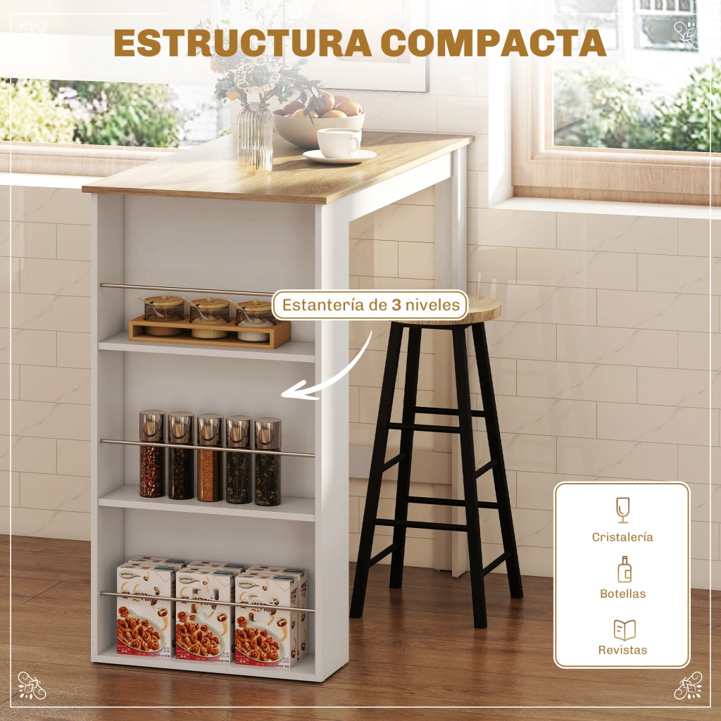 Tavolo da bar ¨C zephmum ¨C bianco, legno, 112x57x106cm