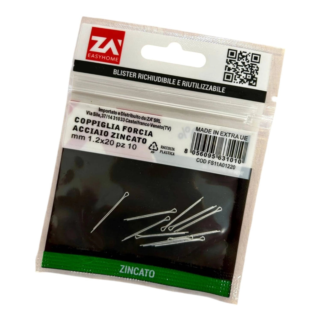 Coppiglia forcia in acciaio zincato mm1.2x20 10 pezzi
