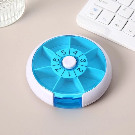 Portatile cassetti di archiviazione, portatile cassetti di archiviazione per 7 giorni, cassetti di archiviazione rotanti portatili per la conservazione, blu