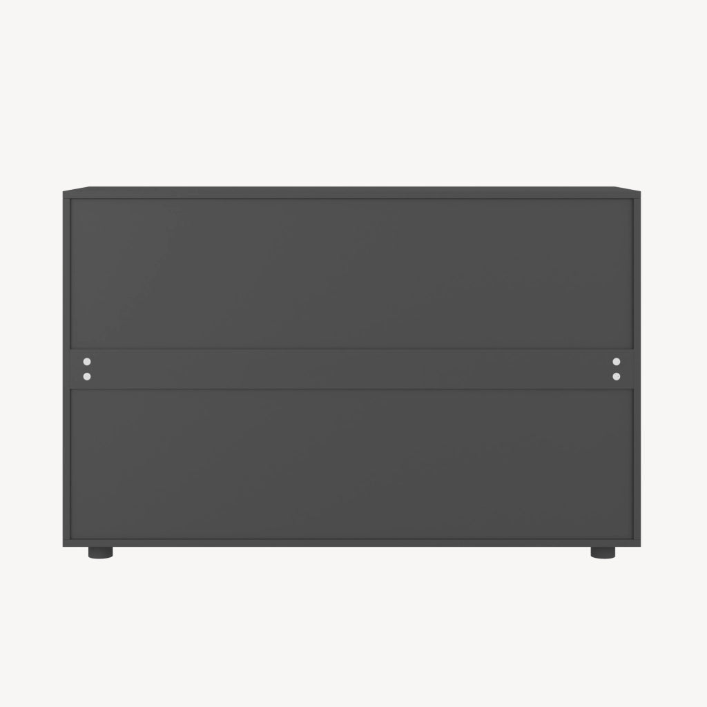 Credenza Paarl Comò con 3 Ante e 2 Cassetti 74x117x36 cm - Grigio Scuro Opaco [en.casa]