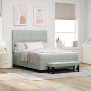 Letto Box Spring con Materasso e Panchina Grigio Chiaro 140x200 cm Velluto