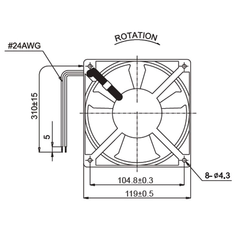 Ricambistufeapellet Ventilatore assiale 28FR300   18 W, 240 V, 120 x 120 x 38 mm