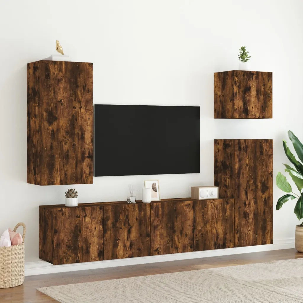 Mobili TV a Parete 2pz Rovere Fumo 80x30x41 cmcod mxl 86102