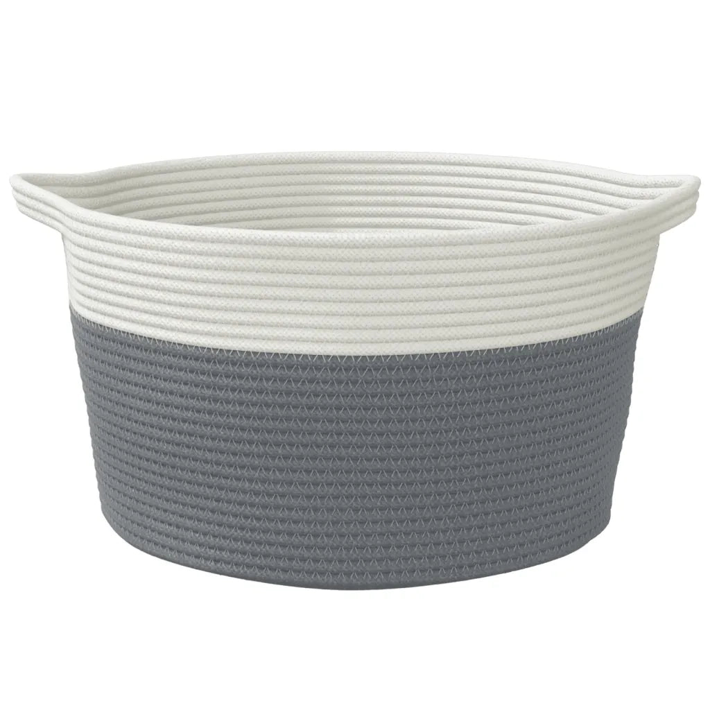 Cestino Portaoggetti Grigio e Bianco Ã˜40x25 cm in Cotone