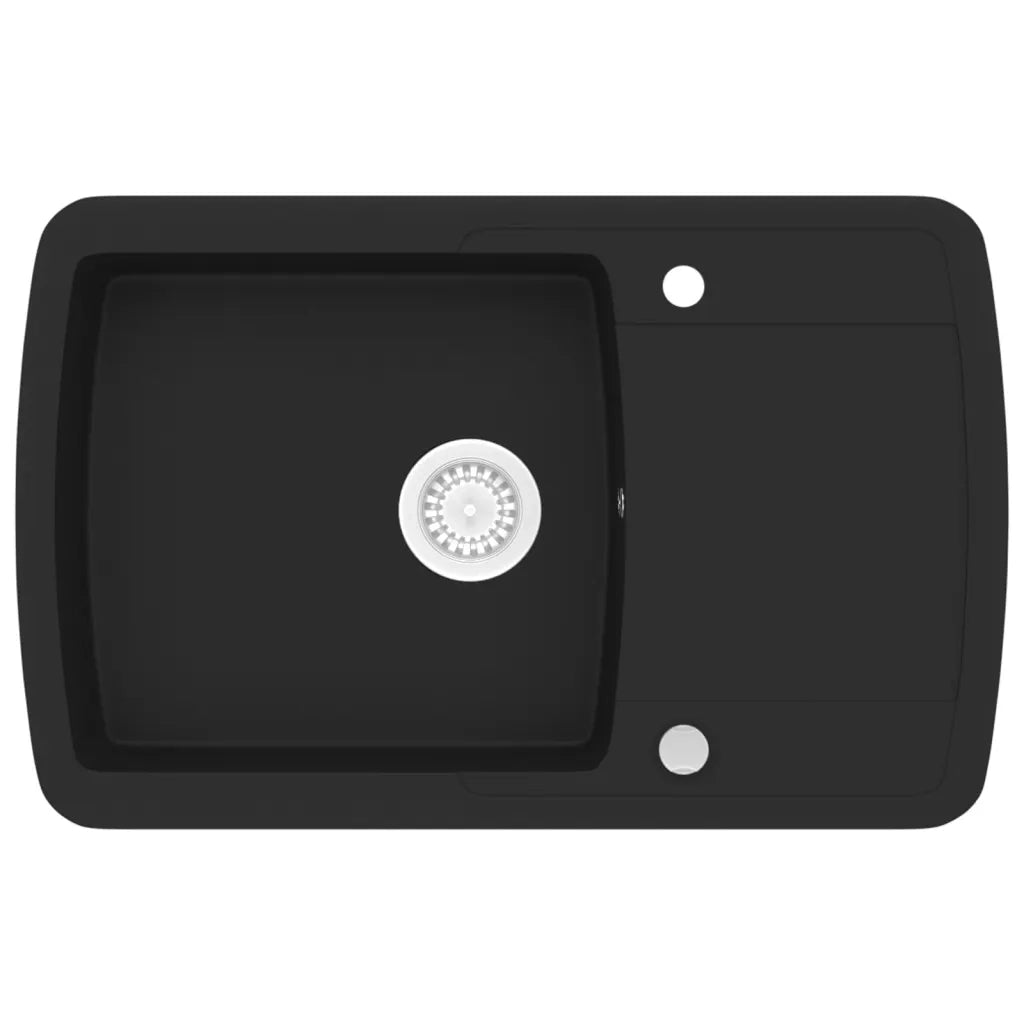 Lavello da Cucina in Granito Vasca Singola-Lavandino-Lavabo Nero 671145
