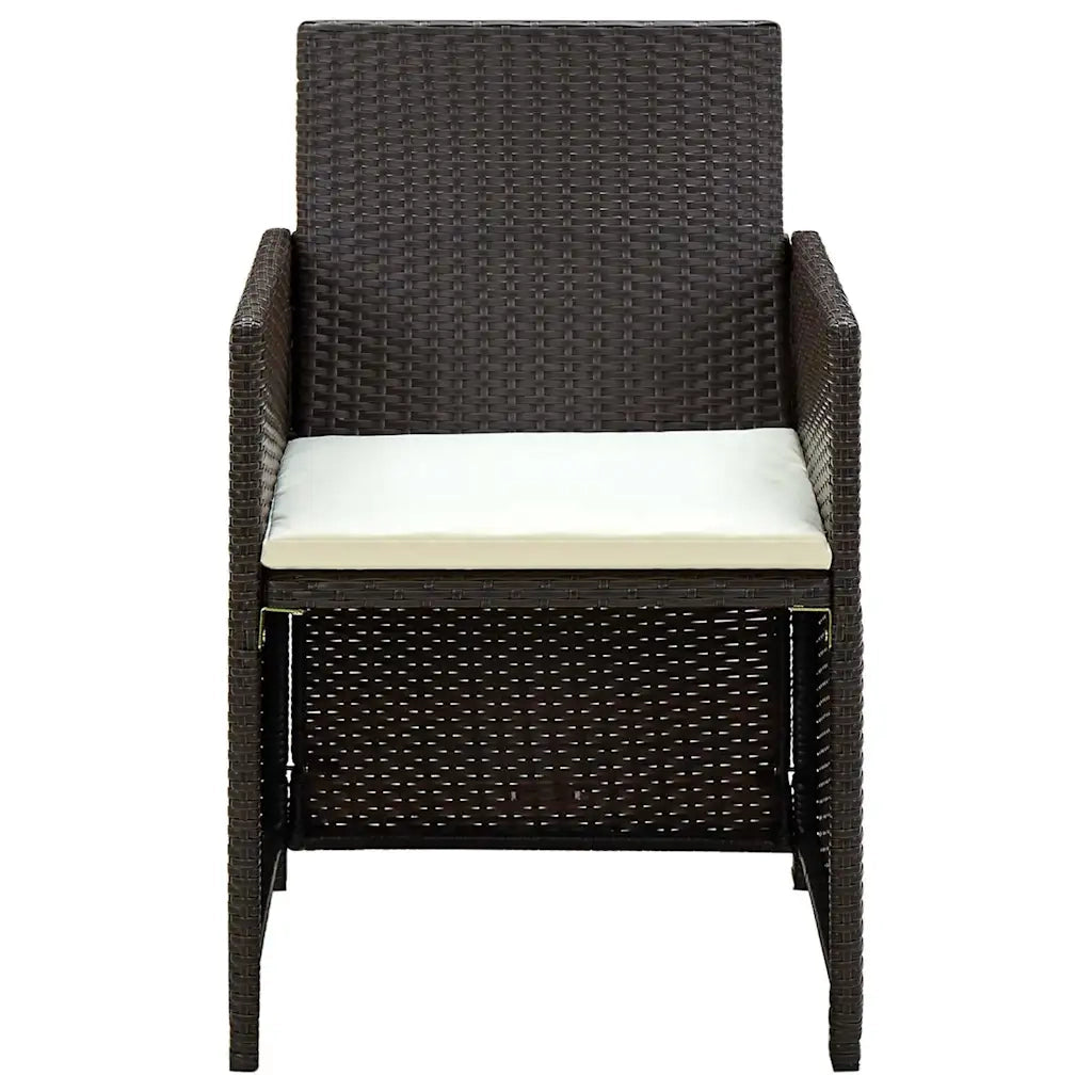 Set Divani da Giardino 4 pz con Cuscini in Polyrattan Marrone cod mxl 34889