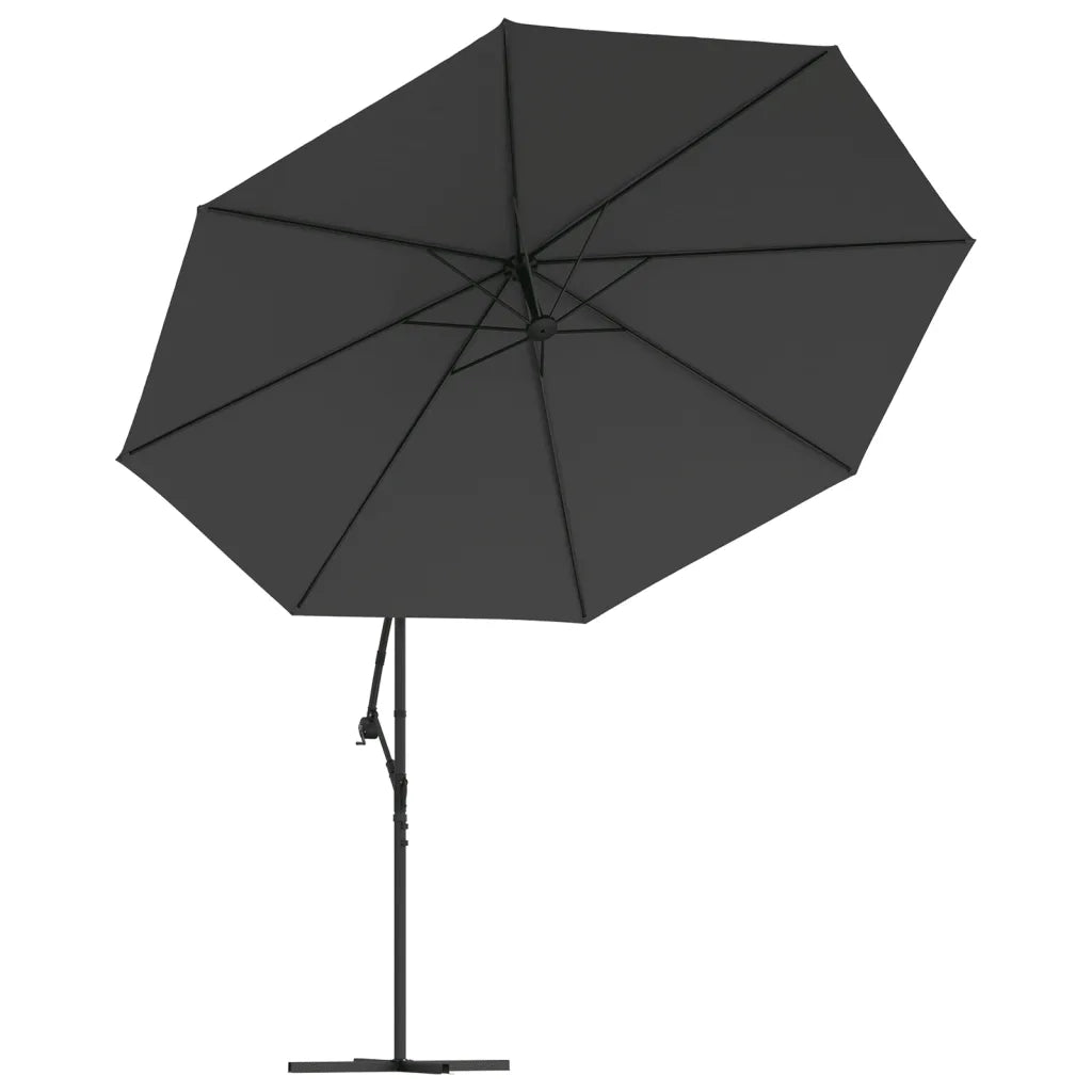Ombrellone a Sbalzo con LED e Palo in Acciaio 350 cm Antracite 44525