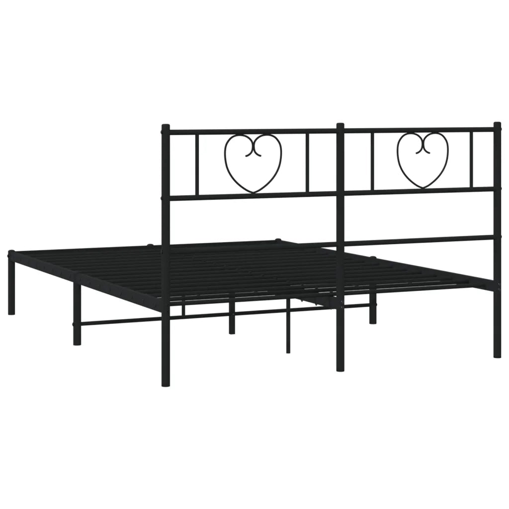 Letto matrimoniale | Letto per adulti | Giroletto con Testiera in Metallo Nero 120x190 cm
