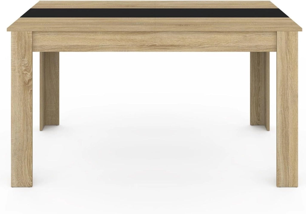 Tavolo da pranzo rettangolare GEORGIA a 6 posti in simil-faggio e nero 140 x 80 cm