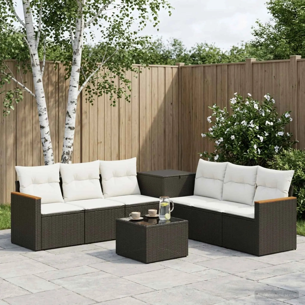 Set di divani 8 pz Nero e Bianco Crema 3448531