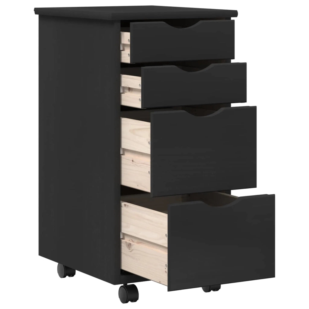 Set scrivania e mobiletto su ruote MOSS 2 pz Nero 3438793