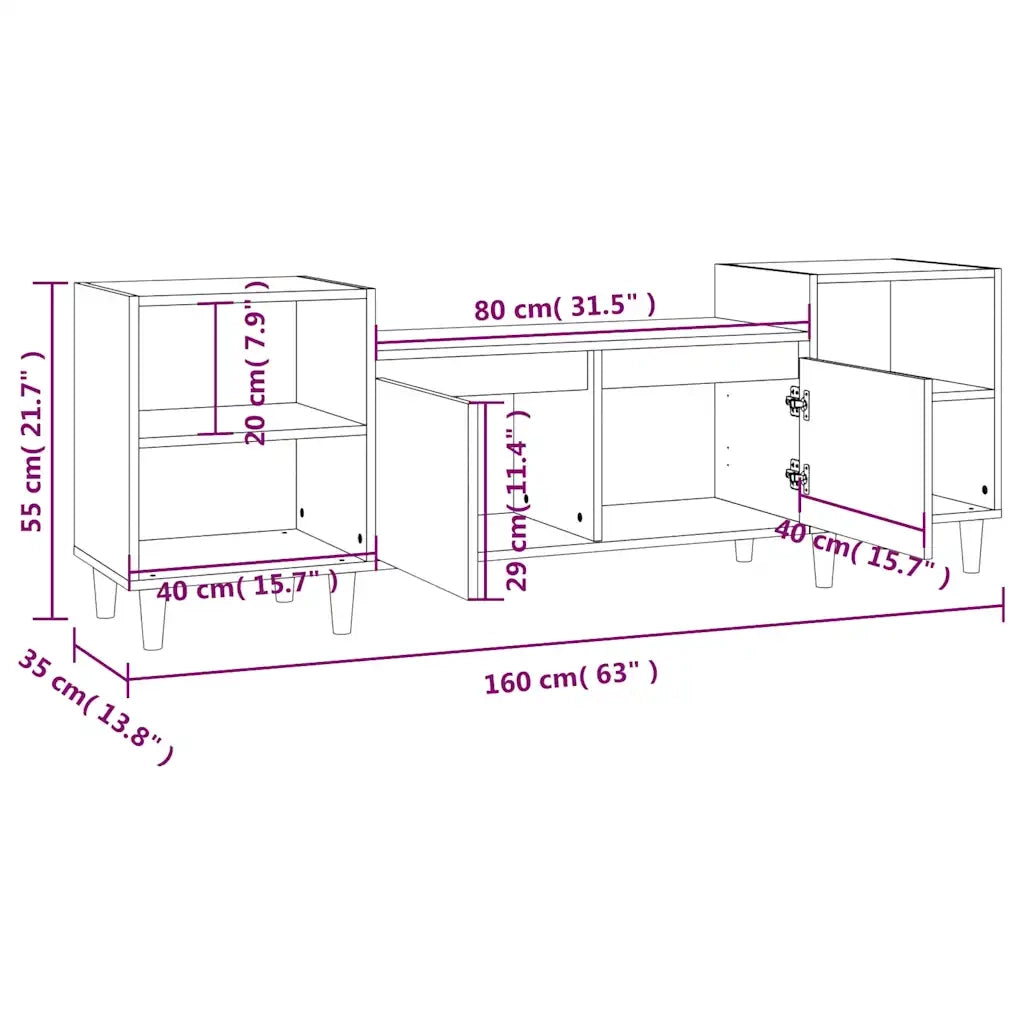Mobile Porta TV Bianco 160x35x55 cm in Legno Multistrato 821188