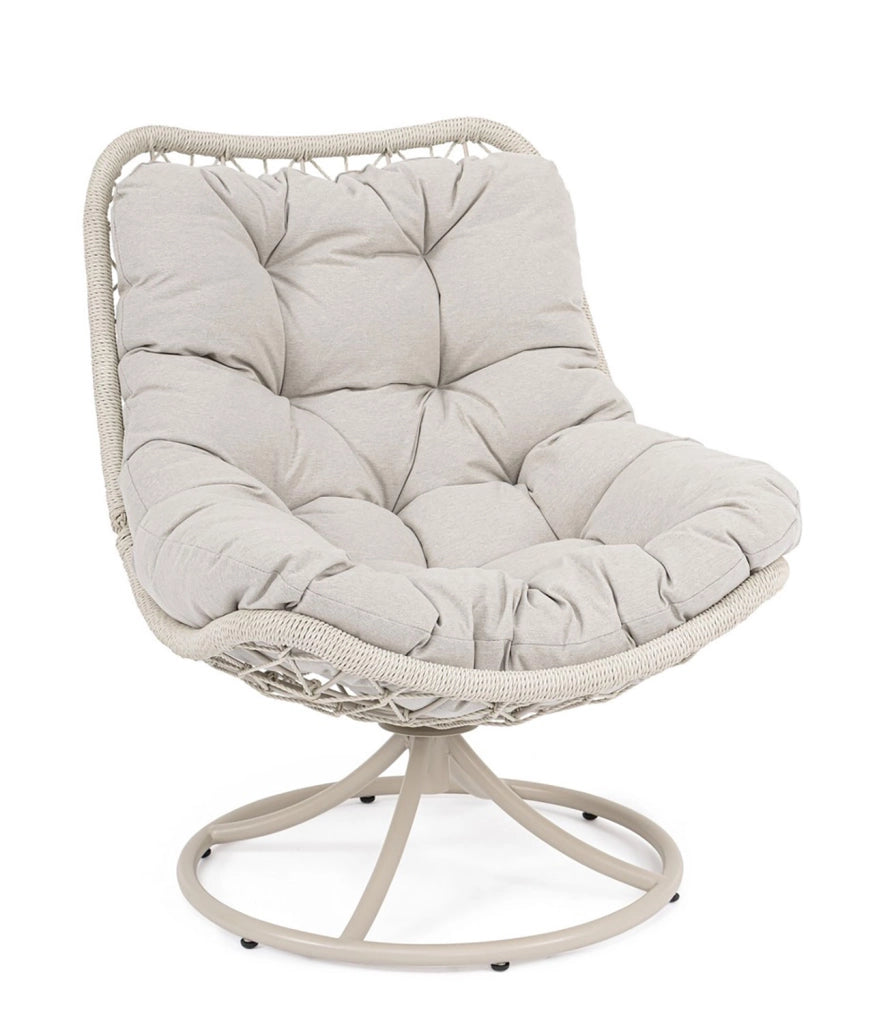 Poltrona Girevole da Esterno con Cuscini 72x83x90h cm in Acciaio e Fibra Sintetica Azores Light