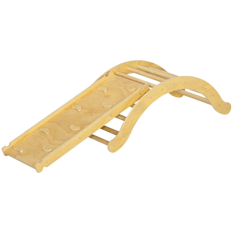 Set da arrampicata 4 in 1 per bambini, arco con cuscino e rampa, legno naturale