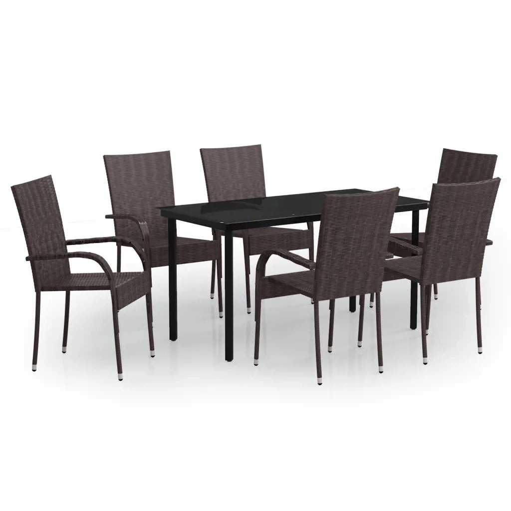 Set da Pranzo per Giardino 7 pz con Cuscini Marrone e Nero cod mxl 42242