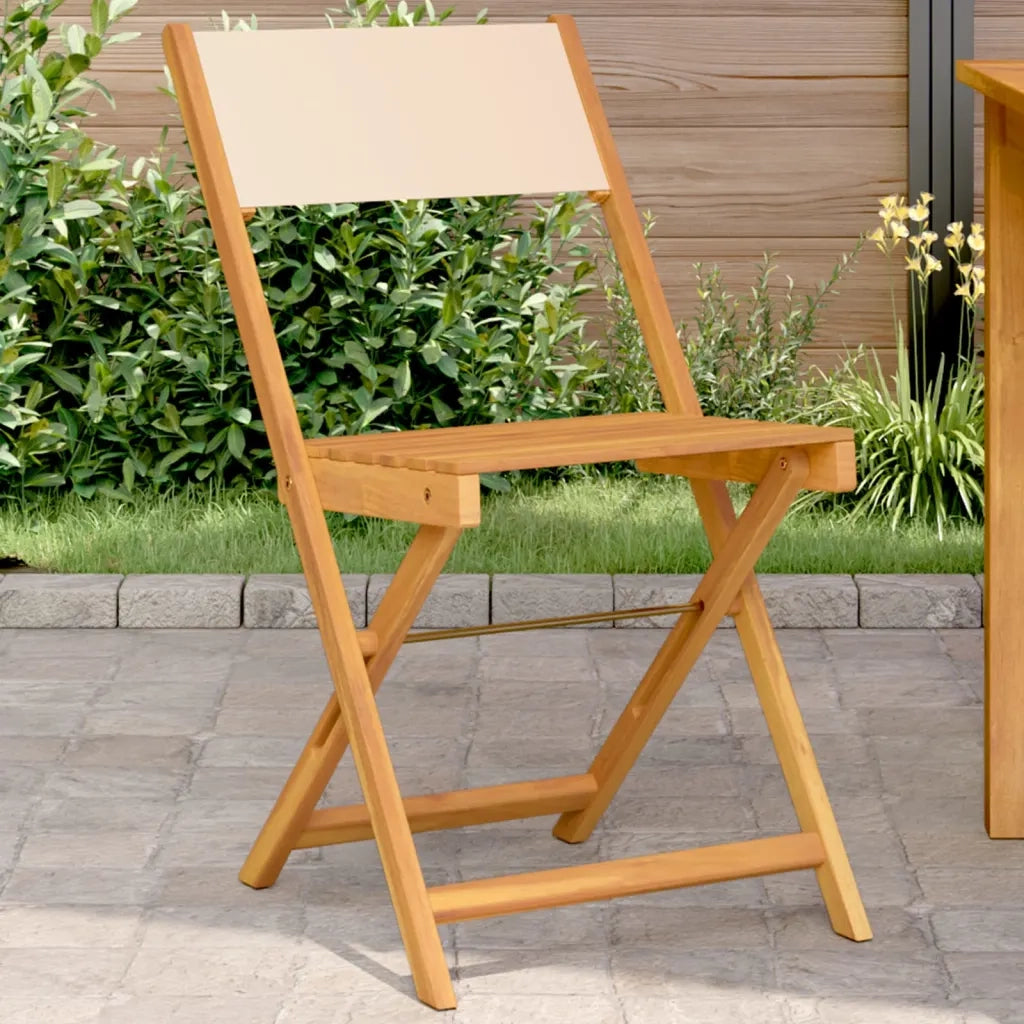 vidaXL Sedie da Bistrò 2pz Beige in Legno Massello di Acacia e Tessuto