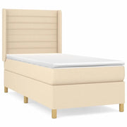 Letto singolo | Letto per adulti | Giroletto a Molle con Materasso Crema 90x190 cm in Tessuto