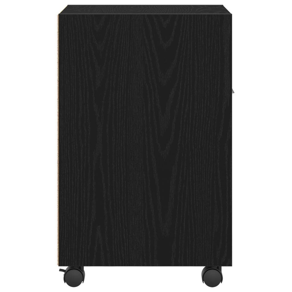 Armadio laterale  con ruote in rovere nero 33x38x60 cm in legno ingegnerizzato