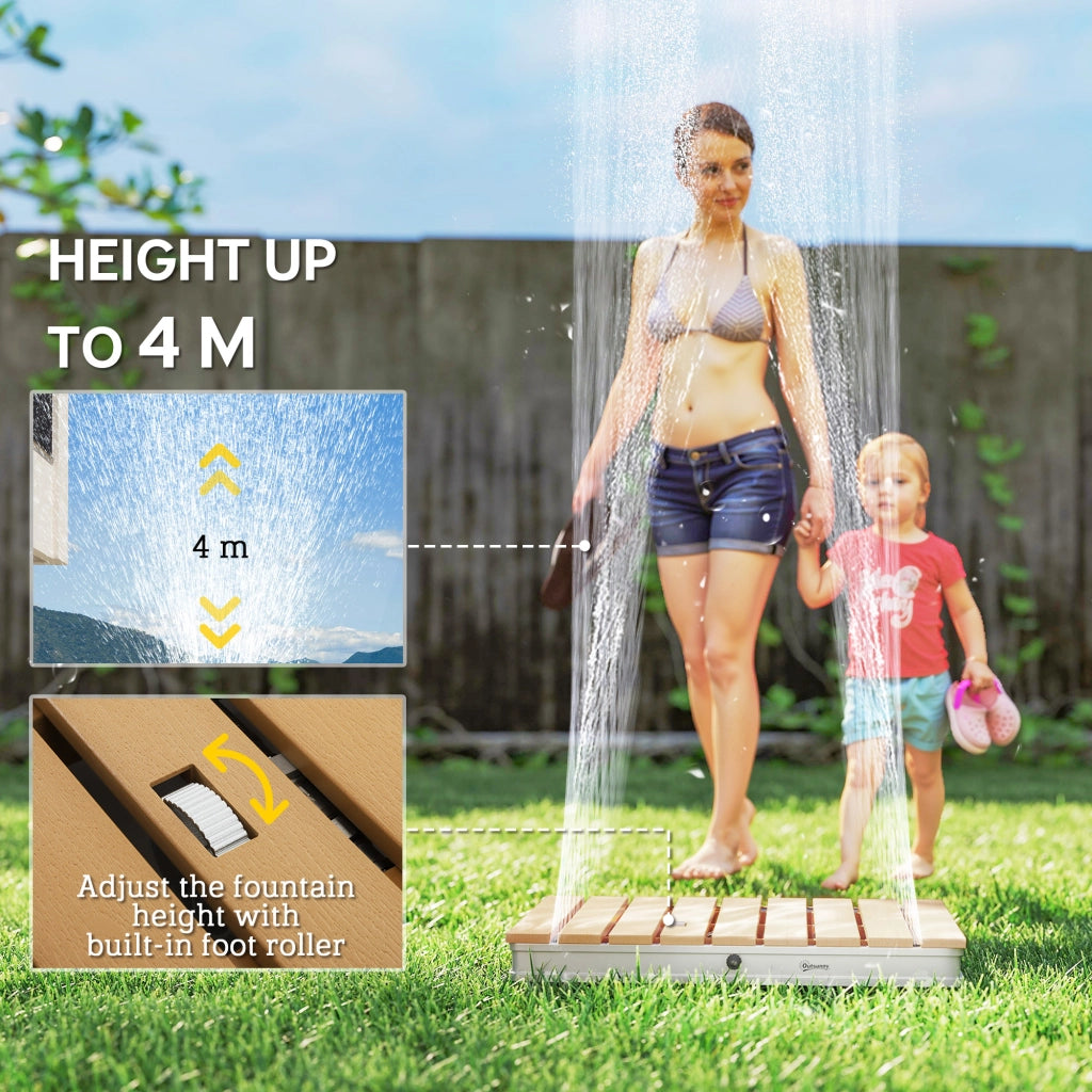 Doccia da Giardino Portatile 70x55 cm Getti d'Acqua Regolabili fino a 4 m in Polistirene Effetto Legno