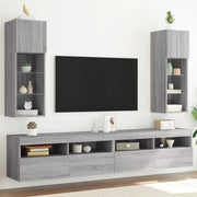 Mobili TV con Luci LED 2pz Grigio Sonoma 30,5x30x90 cm 837012