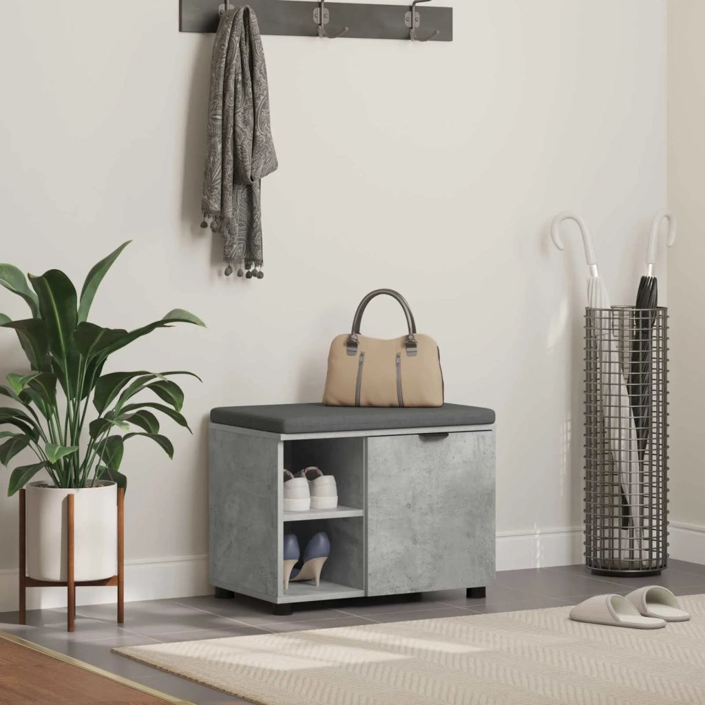 Panca per ingresso con cuscino Grigio Cemento 60 x 38 x 46 cm 891499