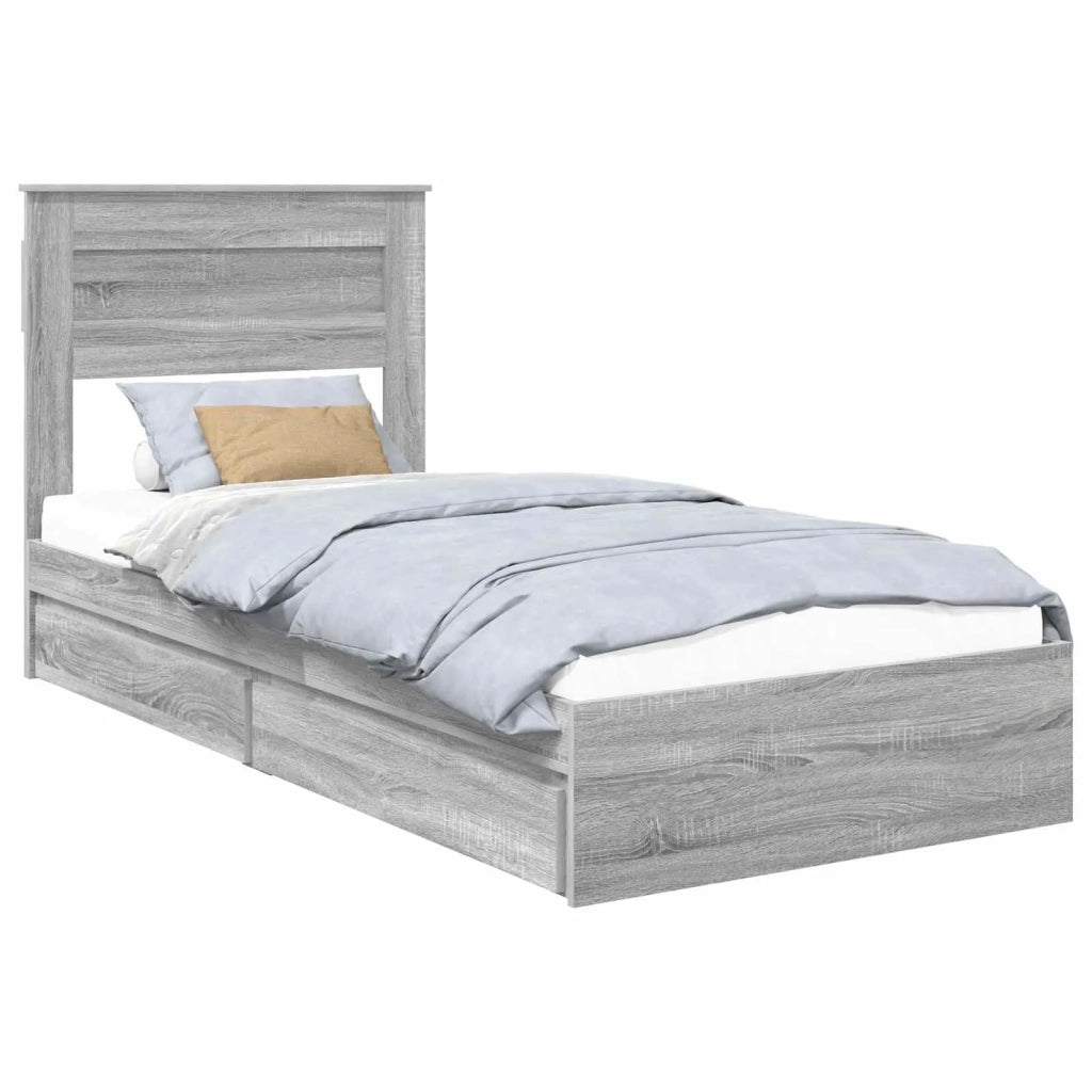 Letto con Contenitore con testiera Grigio Sonoma 90 x 200 cm 3409947