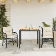 Set da Bistrò 3 pz con Cuscini Nero in Polyrattan 3212036