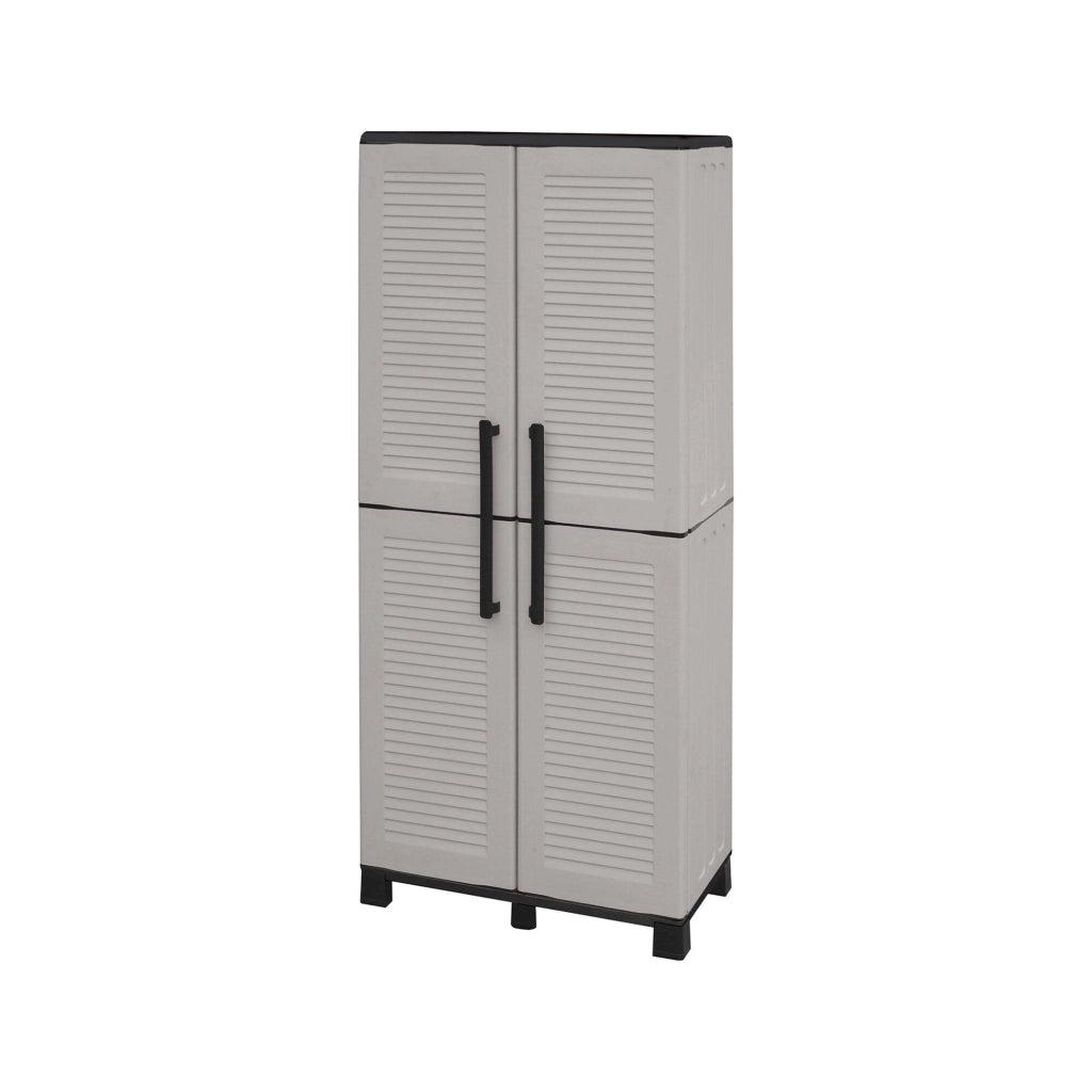 Mobile da Giardino Askan, Armadio da Esterno 3 Ripiani Made in Italy, 68x37x169h cm Grigio Chiaro