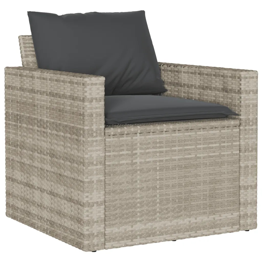 Set Divano da Giardino 6pz con Cuscini Grigio Chiaro Polyrattan