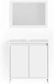 Set mobili bagno Emma, Bianco, 58 cm, composto da specchio da bagno e mobile sottolavabo