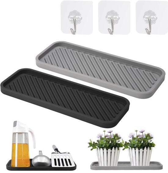 Organizzatore per la vasca con supporto in silicone con ganci - asciugamano antiscivolo - organizzatore per la cucina e la bagno per spugne, spazzole e sapone.
