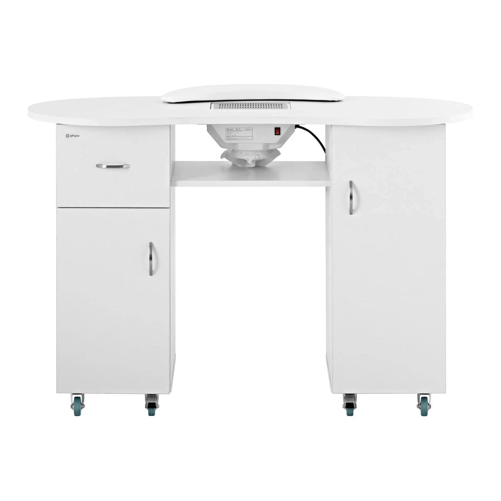 Tavolo manicure 120 x 50,3 x 80,3 cm con ventosa e poggiamani bianco 14_0007708