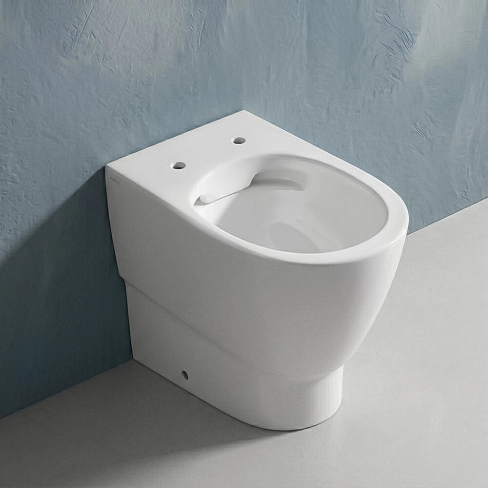 Wc filo muro bianco lucido con scarico traslato e sistema rimless Demy Dolomite