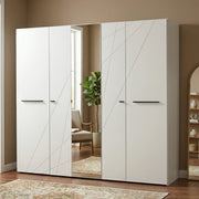 Armadio Camera da Letto Martano, Guardaroba Grande Appendiabiti, 223.5x206h cm Bianco Opaco