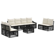 Set Divano da Giardino 9 pcs Nero polyrattan