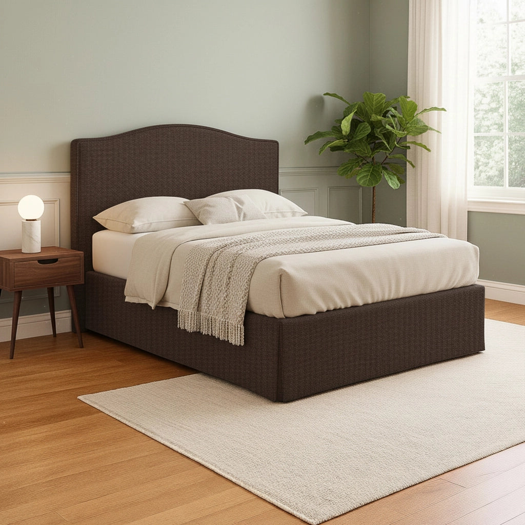 Morley, Letto Matrimoniale Sfoderabile Made in Italy, Marrone