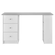 Scrivania da ufficio postazione computer con 3 cassetti legno melaminico 120 cm bianco e grigio 03_0004710