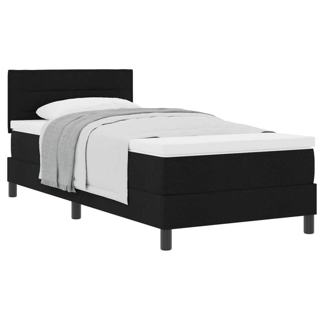 Letto Box Spring con Materasso Nero 90x200 cm Tessuto