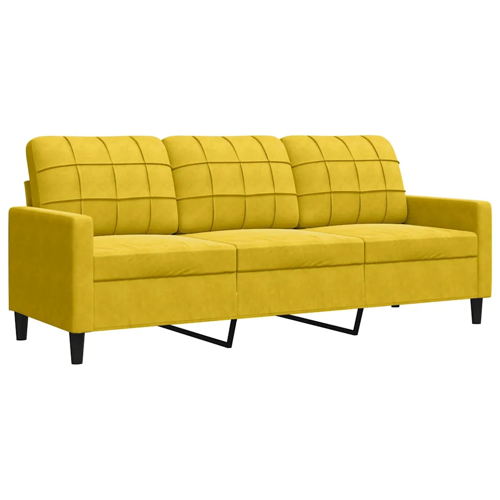 vidaXL Divano a 3 Posti Giallo 180 cm in Velluto
